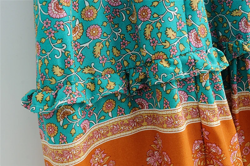 Vestido Maxi Longo Estampa Floral Vintage com Decote em V - Imagem 15