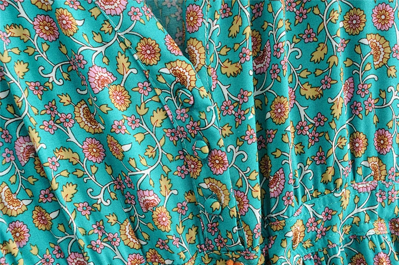 Vestido Maxi Longo Estampa Floral Vintage com Decote em V - Imagem 23