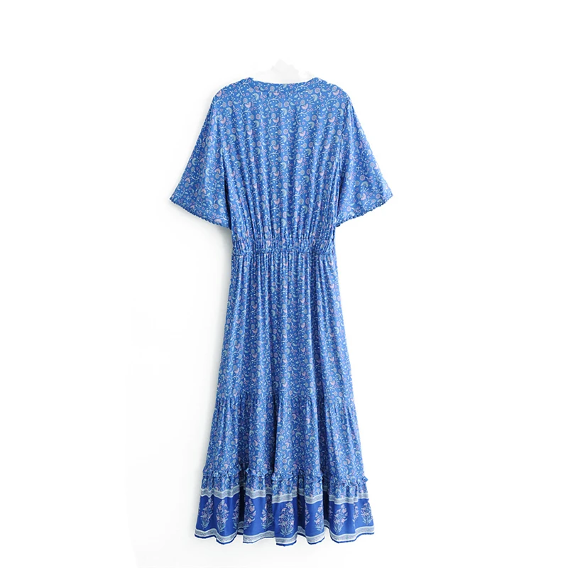 Vestido Maxi Longo Estampa Floral Vintage com Decote em V - Imagem 25