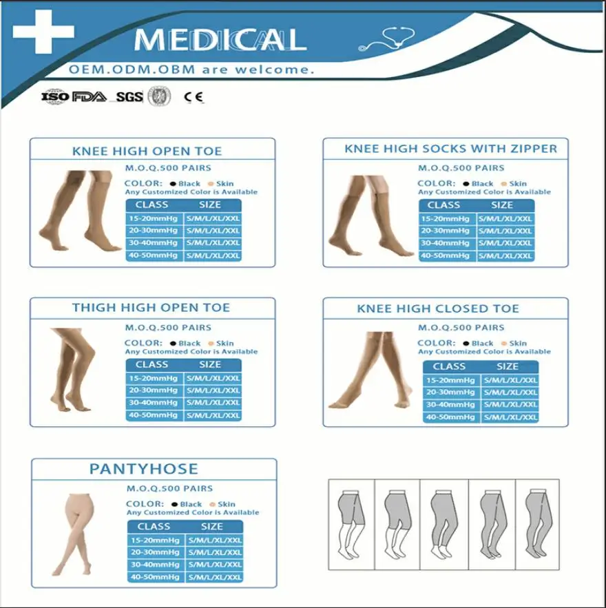Meia de Compressão 20-30mmHg 3/4 com Ponteira Aberta - Imagem 7