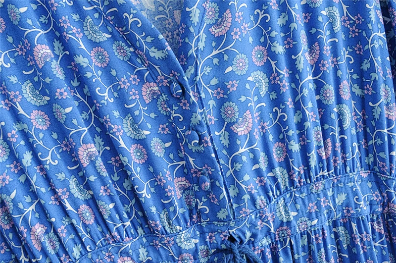 Vestido Maxi Longo Estampa Floral Vintage com Decote em V - Imagem 28