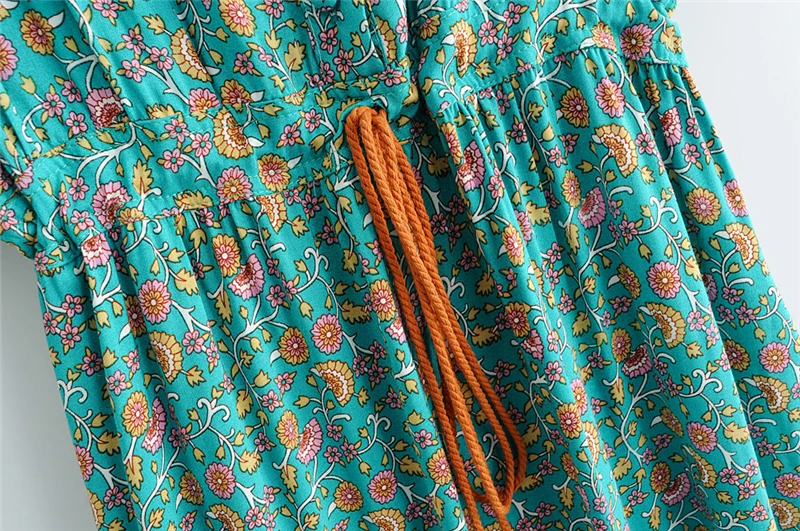 Vestido Maxi Longo Estampa Floral Vintage com Decote em V - Imagem 14