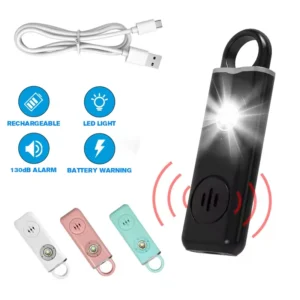 Alarme Pessoal Portátil com Sirene de 130dB e Lanterna LED