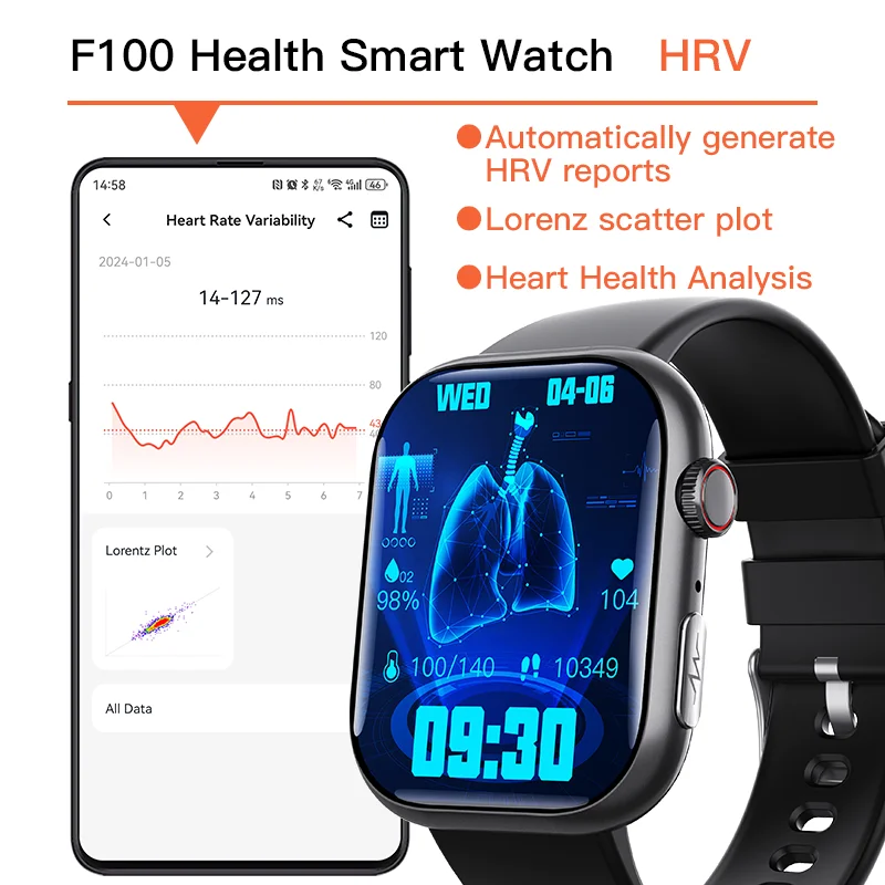 Smartwatch F100 com Monitoramento de Saúde e Botão de Emergência SOS - Imagem 4