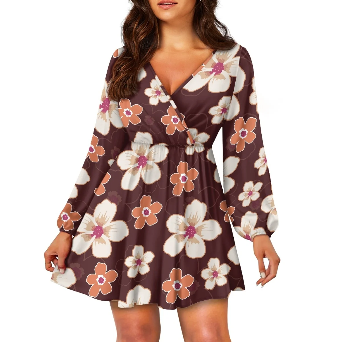 Vestido Feminino Estampado com Decote V para Uso Casual e Festas - Imagem 8