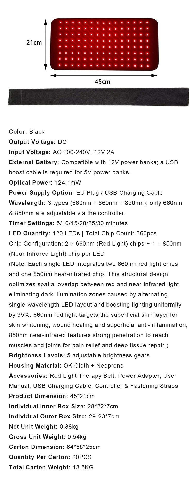 Cinto de Terapia com Luz LED para Alívio de Desconforto Corporal - Imagem 8
