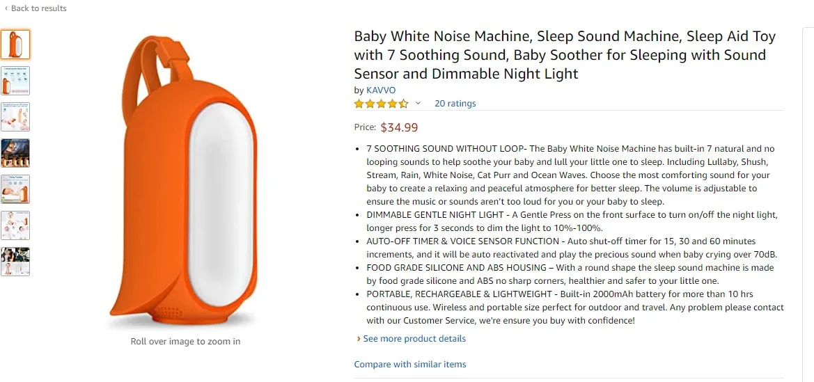 Máquina de Ruído Branco com 36 Sons e Luz Noturna para Sono - Imagem 15