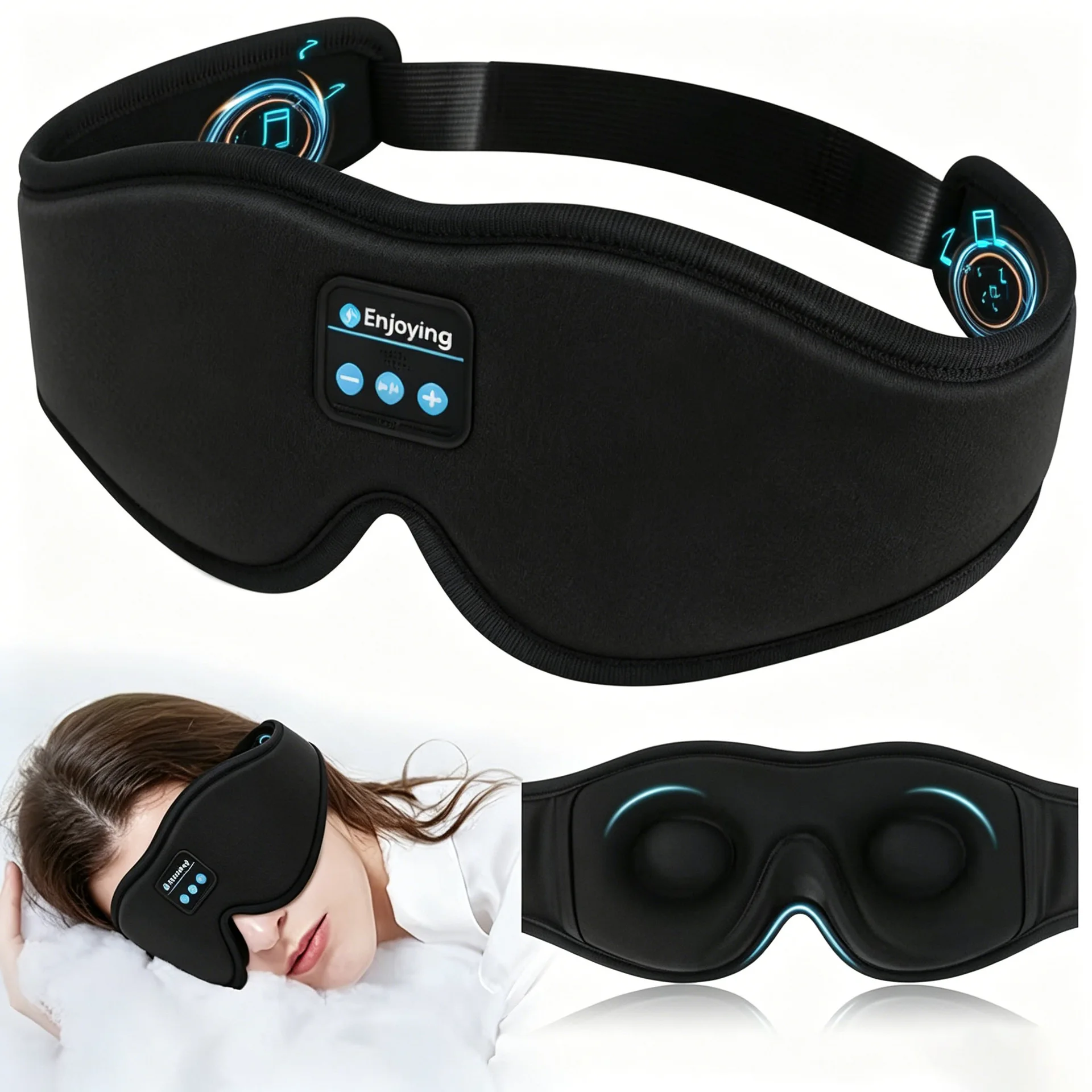 Máscara de Dormir com Fones Bluetooth para Relaxamento - Imagem 7