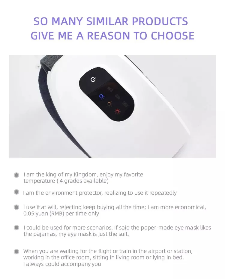 Massageador Ocular com Aquecimento para Relaxamento e Alívio de Fadiga - Imagem 14