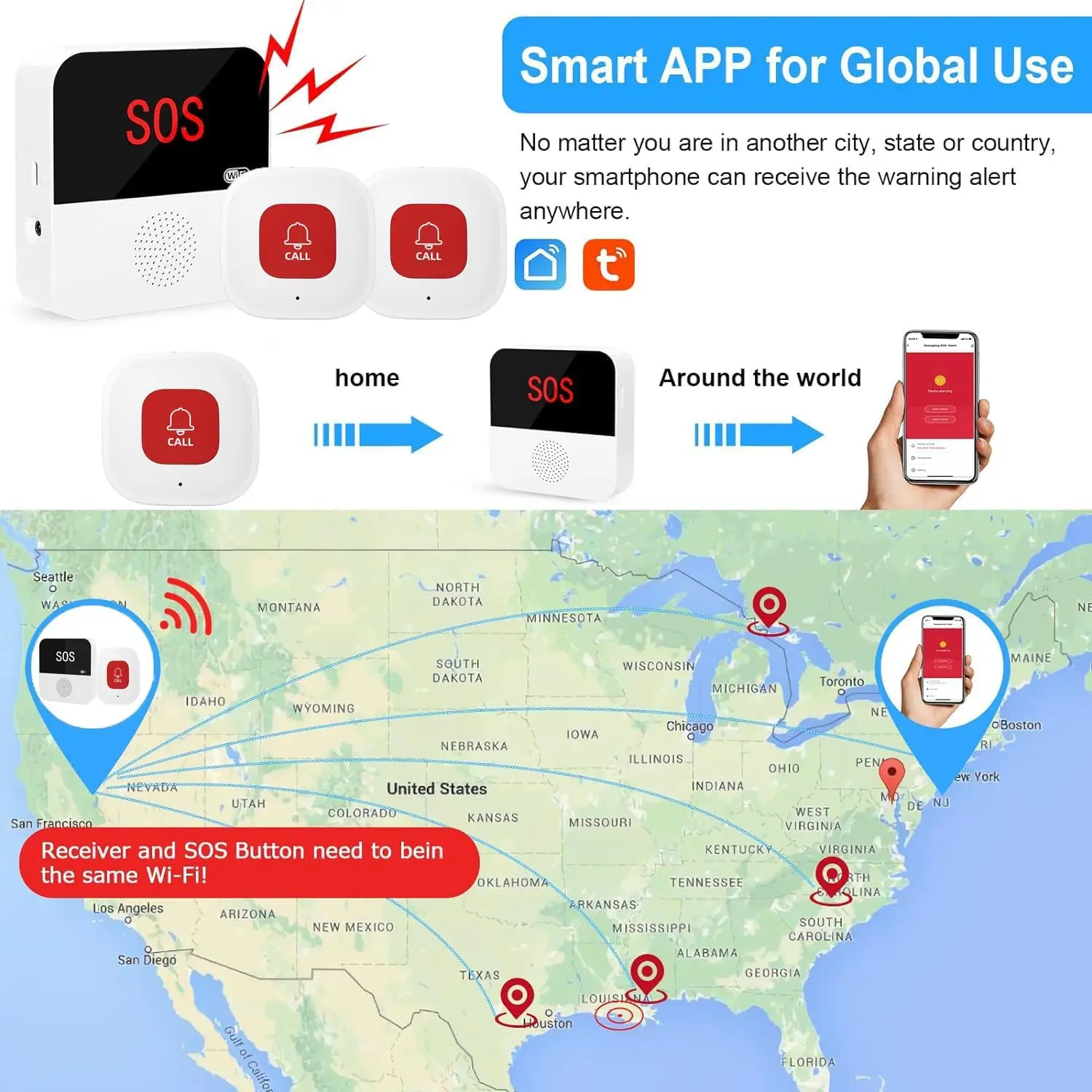 Sistema de Alarme SOS Wi-Fi ANGUS para Cuidado de Idosos - Imagem 6