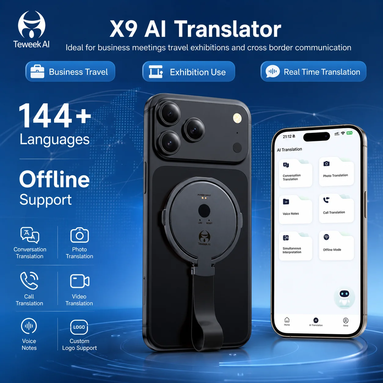 Tradutor Inteligente de Bolso X9 para 146 Idiomas em Tempo Real - Imagem 3