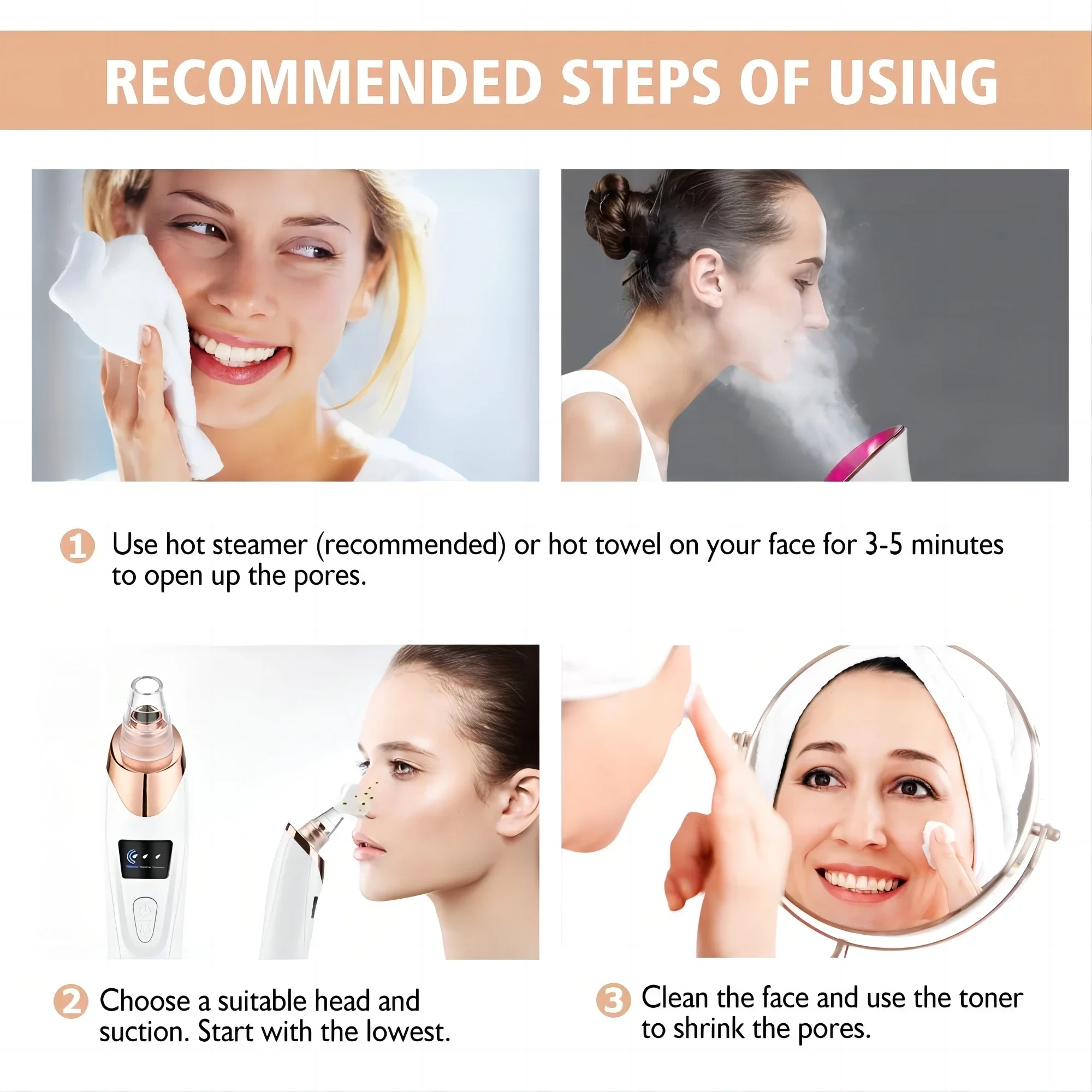 Removedor de Cravos Elétrico com Sucção para Limpeza Facial - Imagem 6