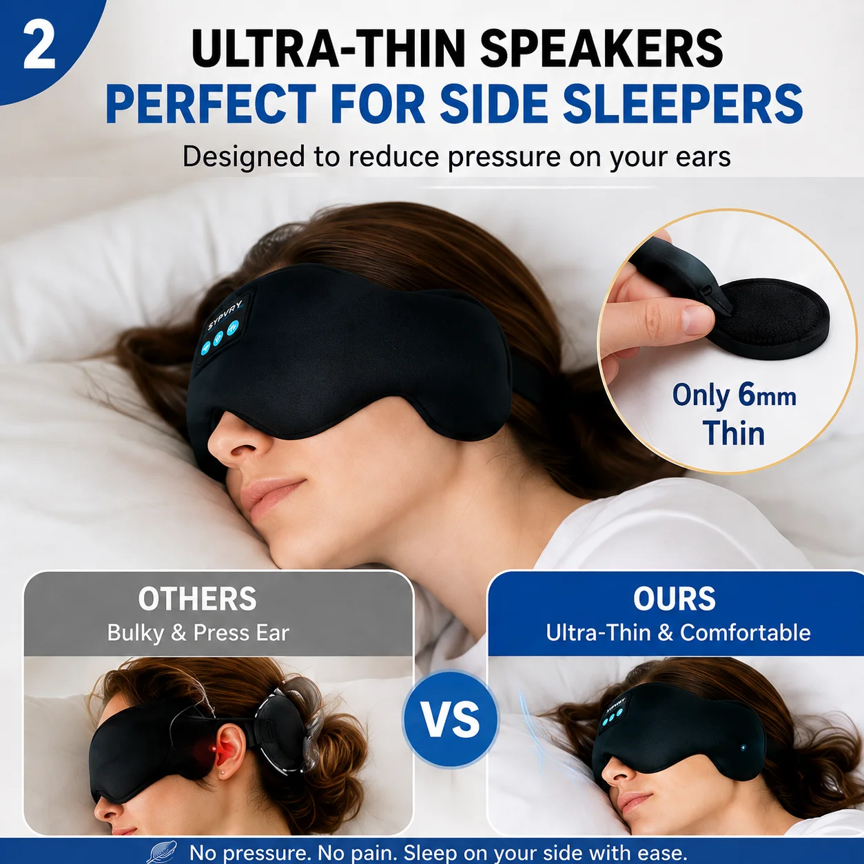 Máscara de Dormir com Fones Bluetooth para Descanso e Áudio - Imagem 7