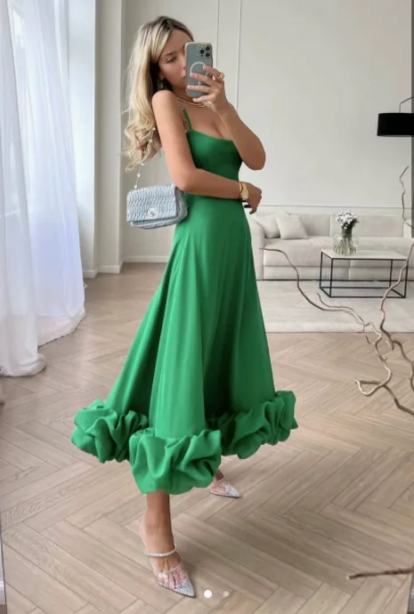 Vestido Longo Feminino de Alças com Babados e Caimento Solto - Imagem 8