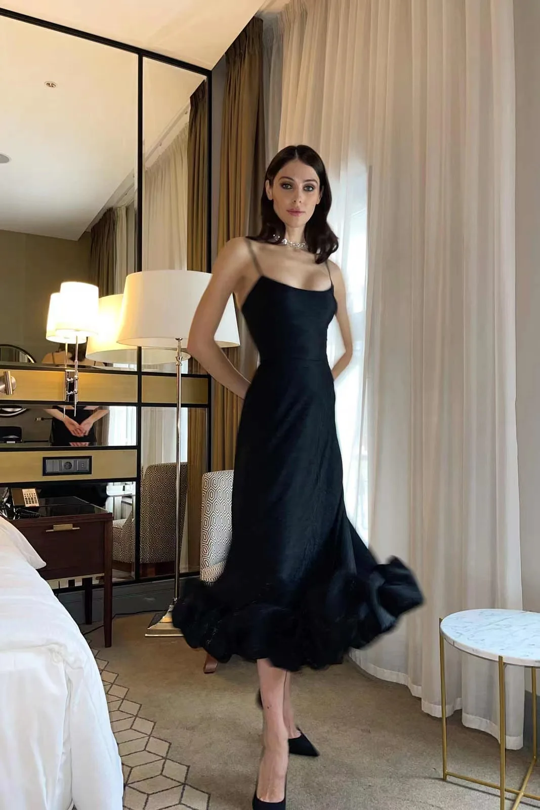 Vestido Longo Feminino de Alças com Babados e Caimento Solto - Imagem 5