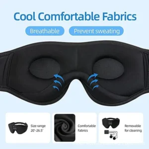 Máscara de Dormir 3D com Fones Bluetooth para Música e Descanso