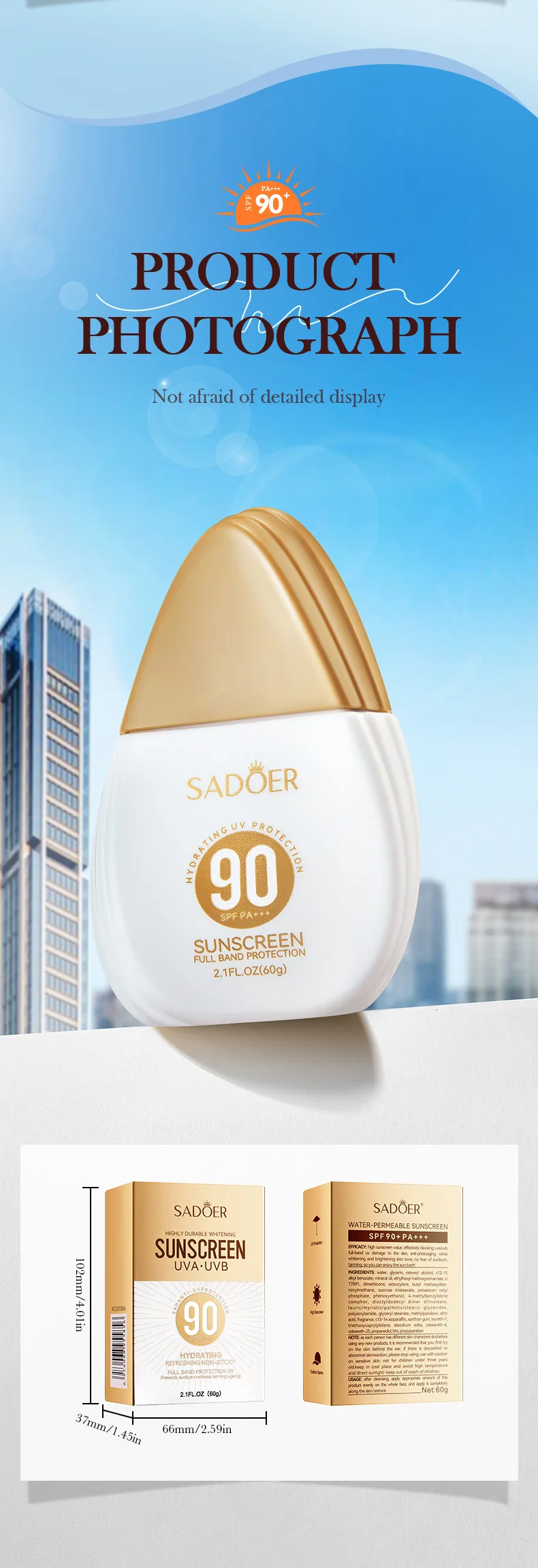 Protetor Solar FPS 90 SADOER para Rosto e Corpo - Imagem 8