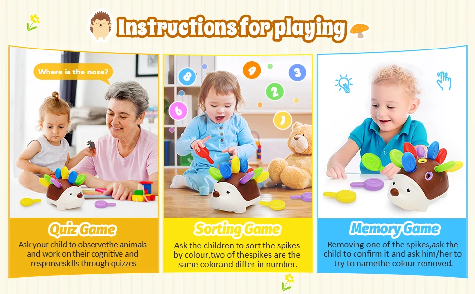 Brinquedo Educativo Montessori de Ouriço para Coordenação Motora - Imagem 14