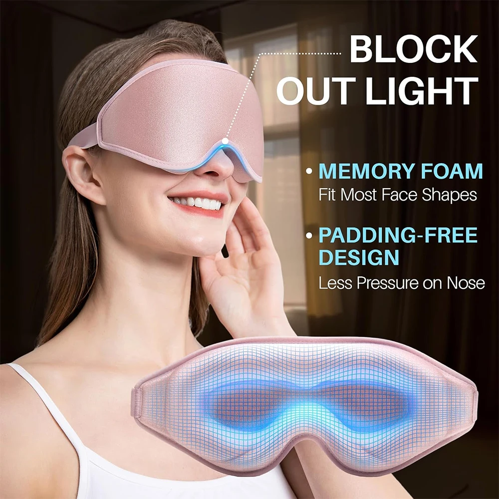 Máscara de Dormir 3D com Espuma Viscoelástica e Bloqueio de Luz