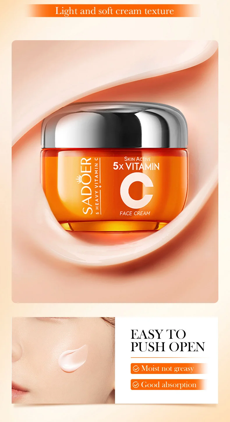 Creme Facial de Vitamina C SADOER para Hidratação e Cuidados da Pele - Imagem 10