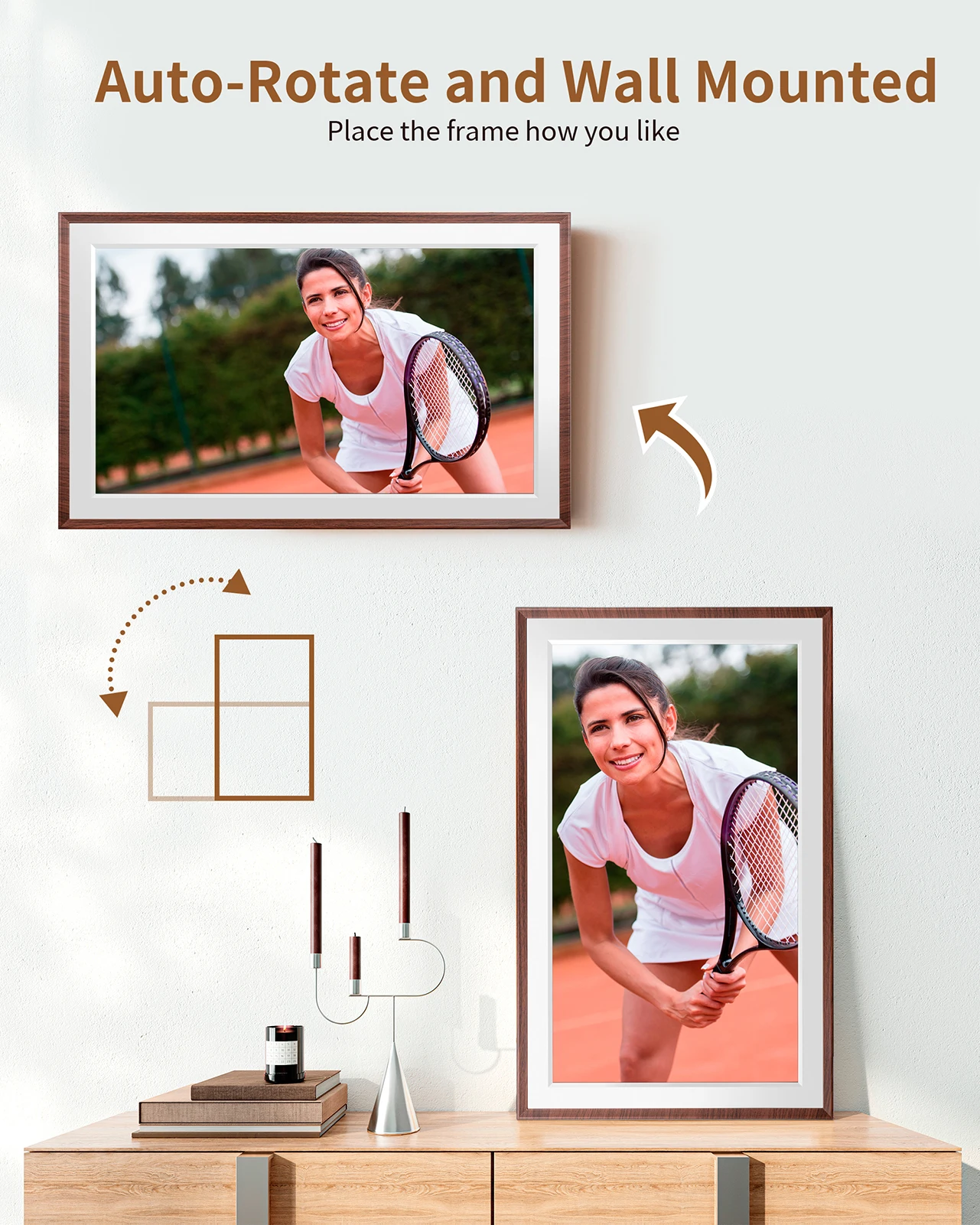 FRAMEO Digital Picture Frame- 15.6inch Digital Photo Frame with 1920 * 1080 IPS Touch Screen HD Disply,Built-in 32GB Storage,Wal - Imagem 4