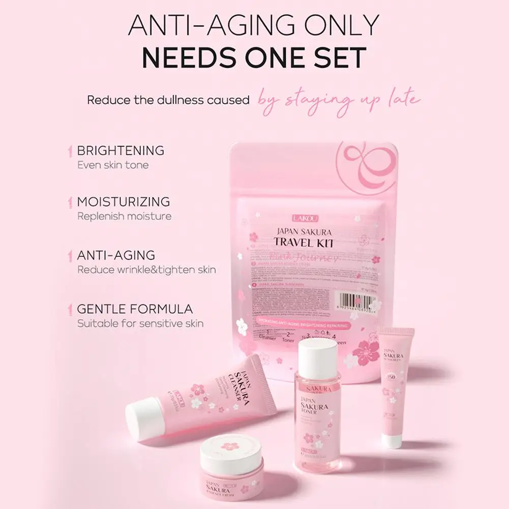 Kit de Skincare LAIKOU Sakura para Hidratação e Cuidados Faciais - Imagem 14