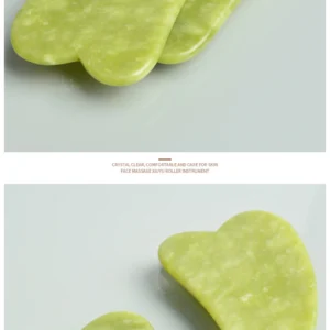 Massageador Facial Rolo de Jade e Placa Gua Sha para Cuidados Estéticos