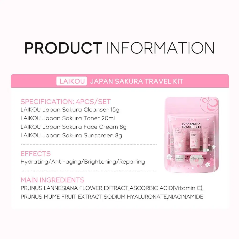 Kit de Skincare LAIKOU Sakura para Hidratação e Cuidados Faciais - Imagem 21