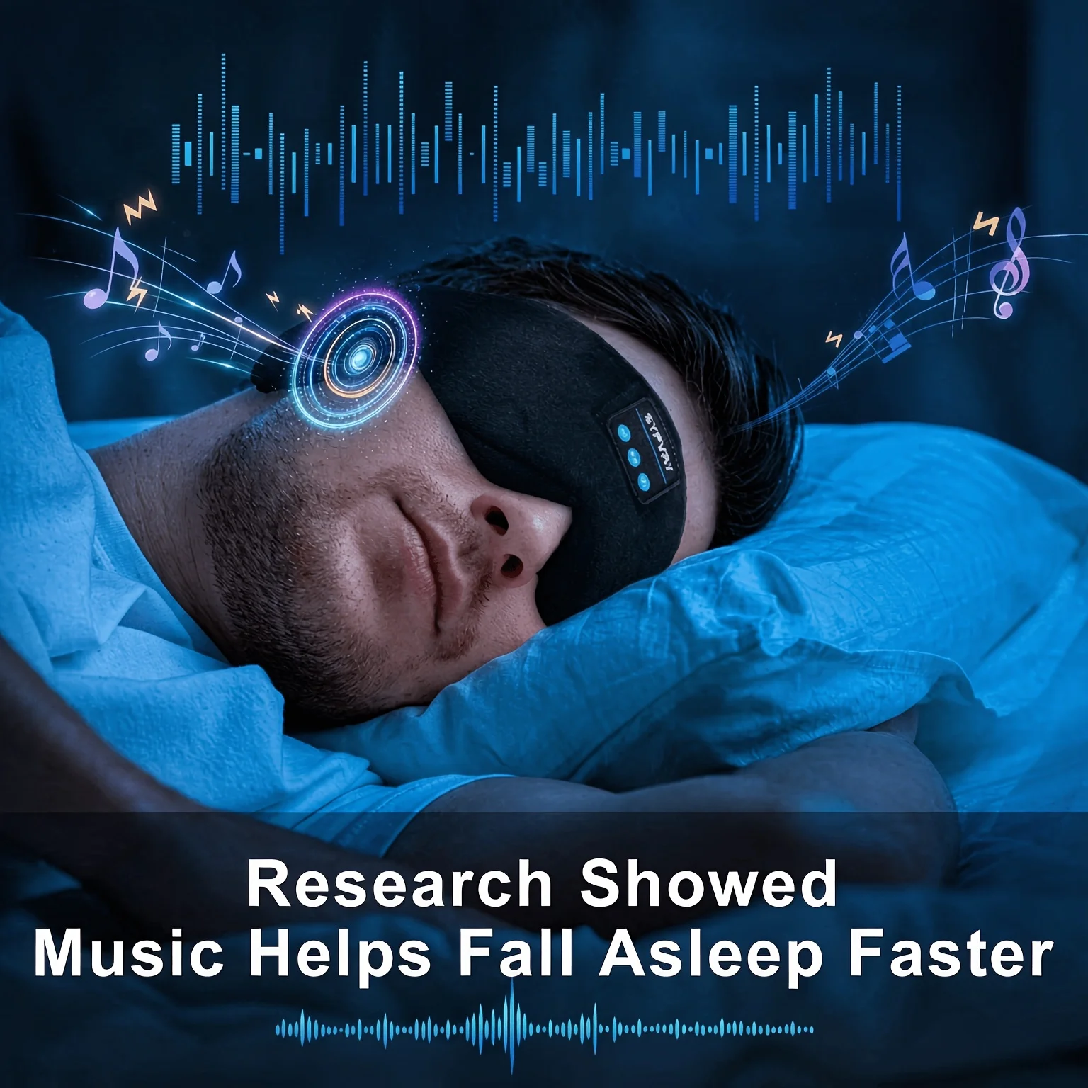 Máscara de Dormir com Fones Bluetooth para Descanso e Áudio - Imagem 4