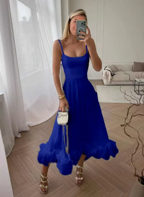 Vestido Longo Feminino de Alças com Babados e Caimento Solto - Imagem 7