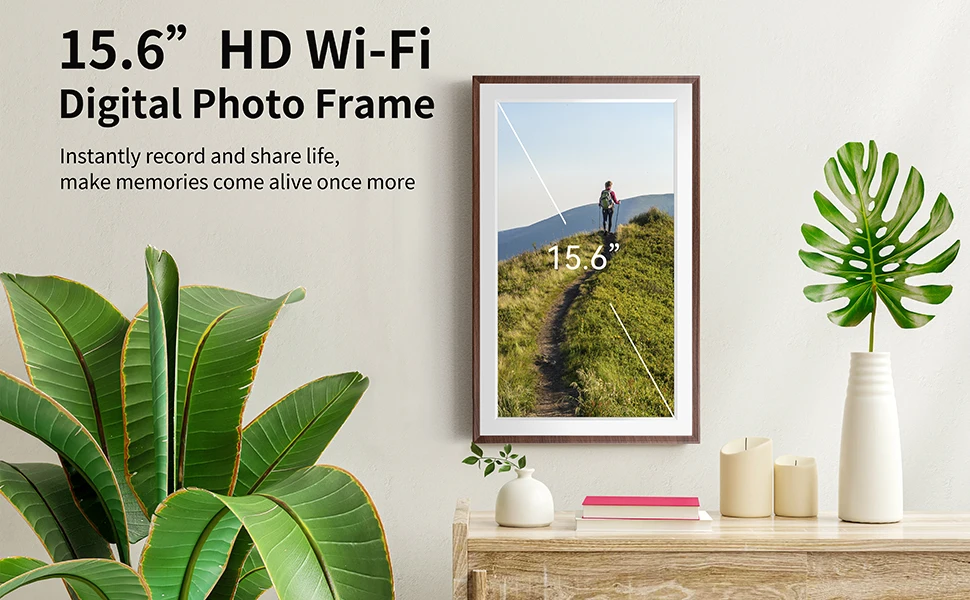 FRAMEO Digital Picture Frame- 15.6inch Digital Photo Frame with 1920 * 1080 IPS Touch Screen HD Disply,Built-in 32GB Storage,Wal - Imagem 7