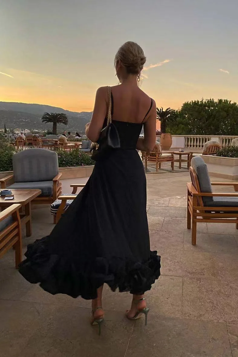 Vestido Longo Feminino de Alças com Babados e Caimento Solto - Imagem 6