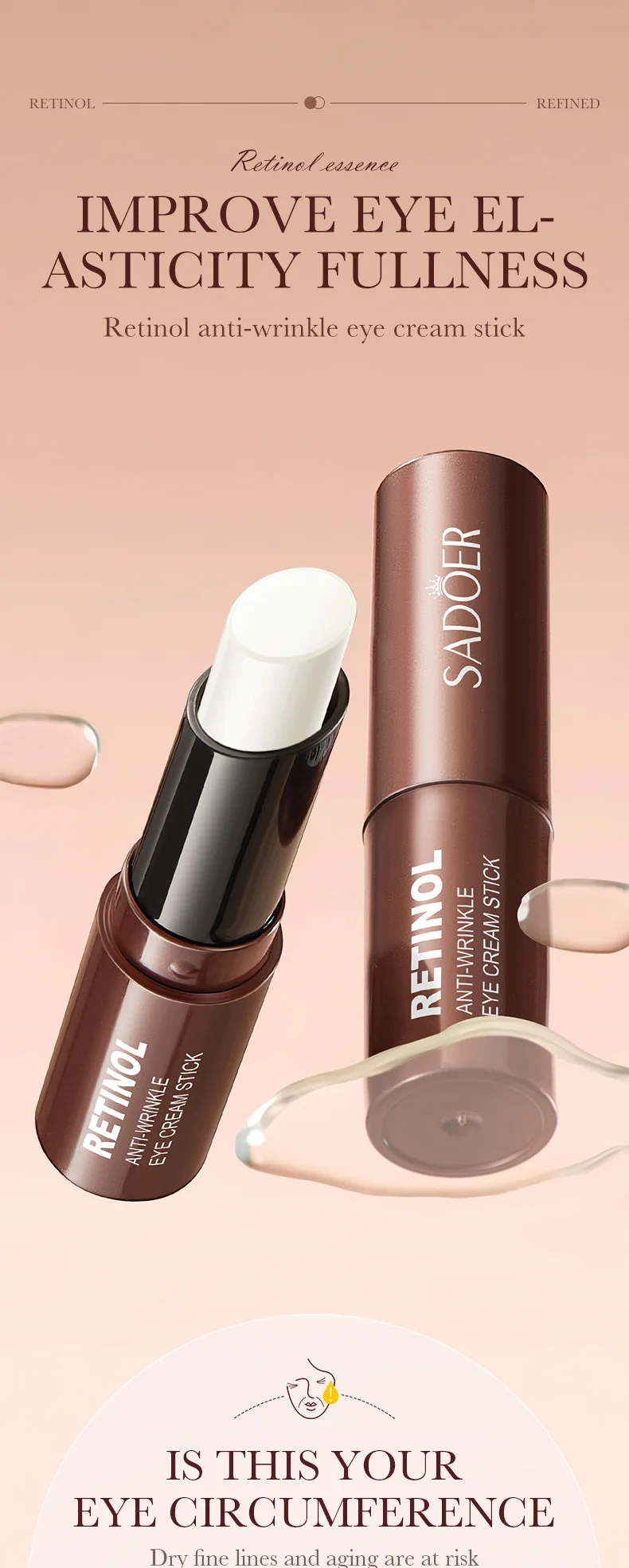 Bastão de Creme para Olhos SADOER com Retinol para Hidratação - Imagem 7
