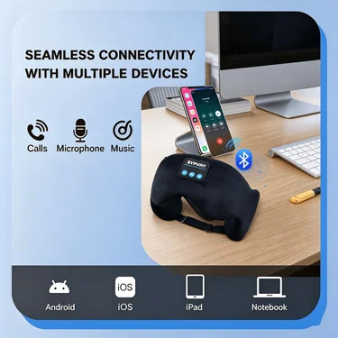 Máscara de Dormir com Fones Bluetooth para Descanso e Áudio - Imagem 14