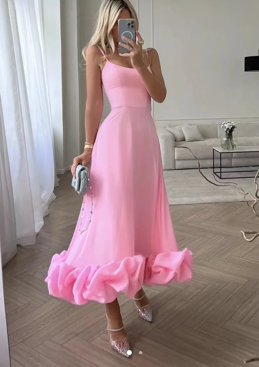 Vestido Longo Feminino de Alças com Babados e Caimento Solto - Imagem 11