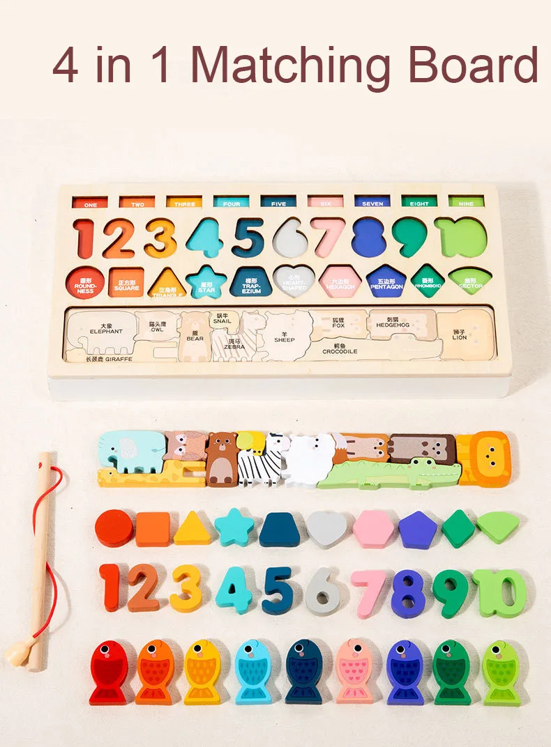 Brinquedo Montessori de Madeira para Encaixe, Pesca e Aprendizado - Imagem 8