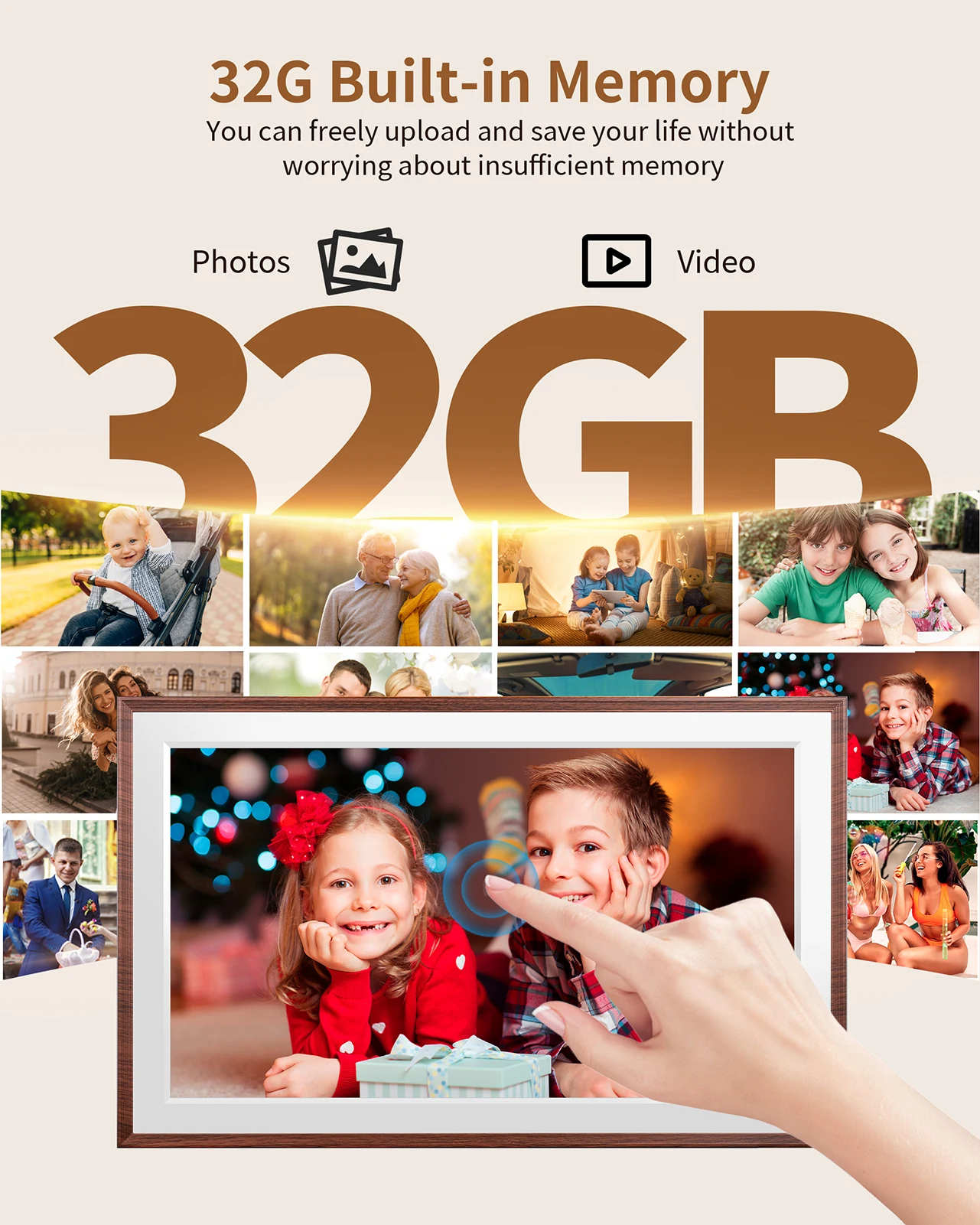 FRAMEO Digital Picture Frame- 15.6inch Digital Photo Frame with 1920 * 1080 IPS Touch Screen HD Disply,Built-in 32GB Storage,Wal - Imagem 5