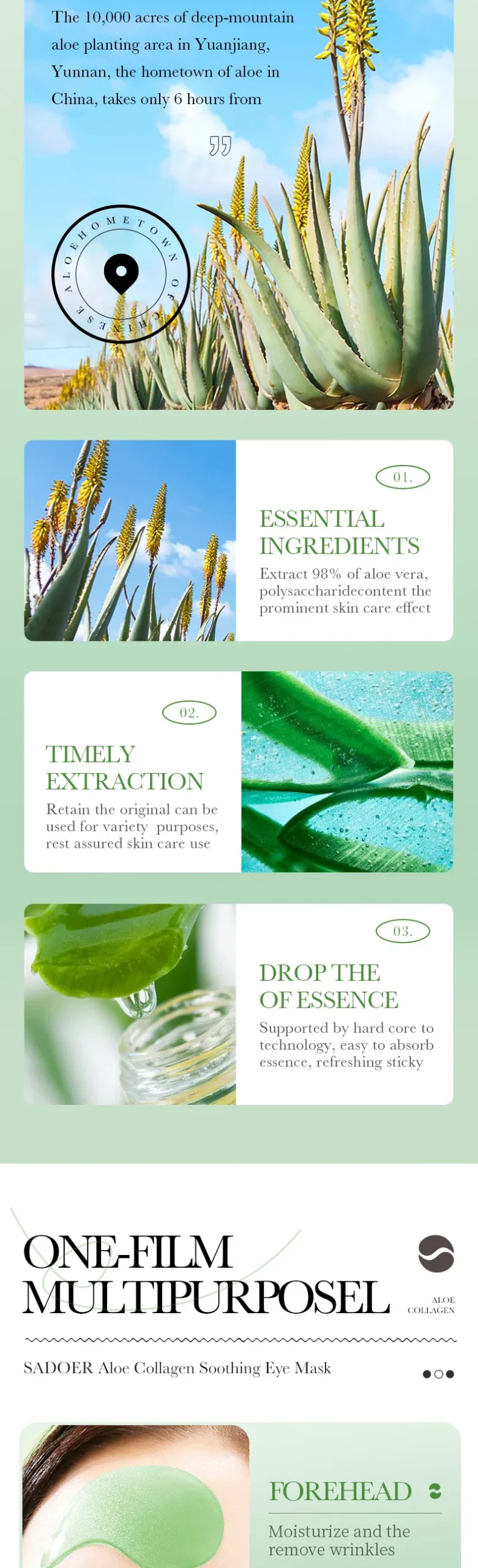 Máscara de Olhos de Aloe Vera e Colágeno SADOER - Imagem 6