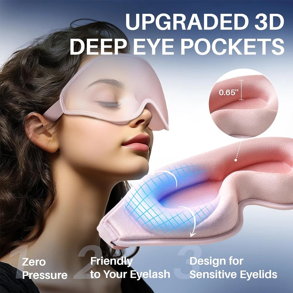 Máscara de Dormir 3D com Espuma Viscoelástica e Bloqueio de Luz - Imagem 12