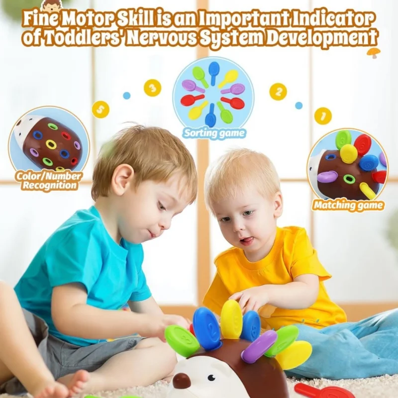 Brinquedo Educativo Montessori de Ouriço para Coordenação Motora - Imagem 3