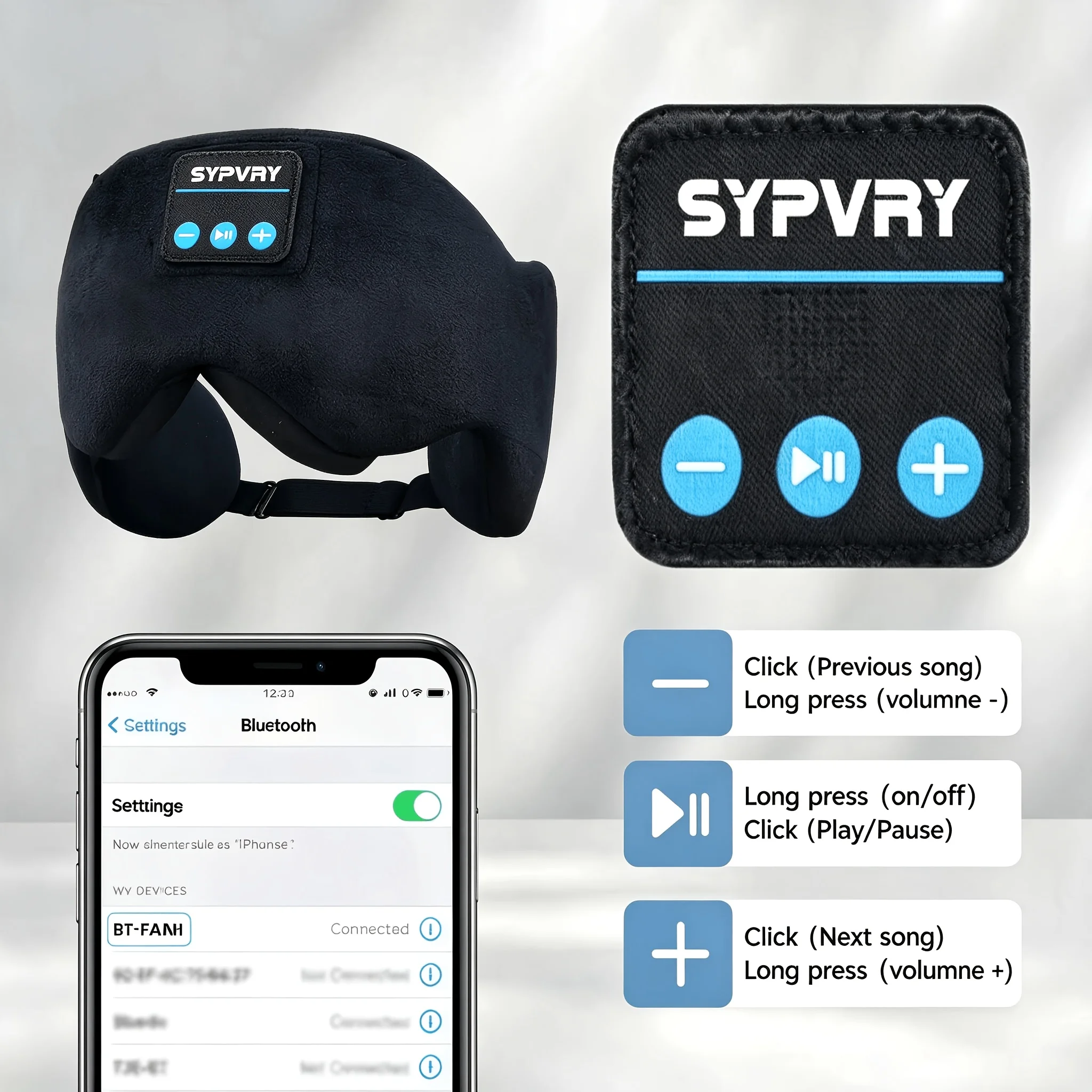 Máscara de Dormir com Fones Bluetooth para Descanso e Áudio - Imagem 9