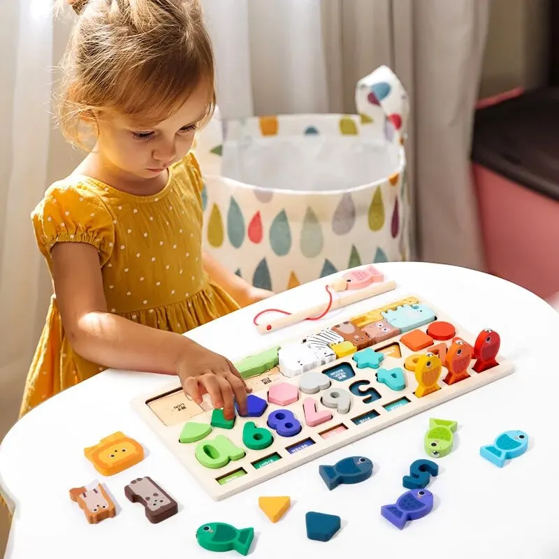 Brinquedo Montessori de Madeira para Encaixe, Pesca e Aprendizado - Imagem 2