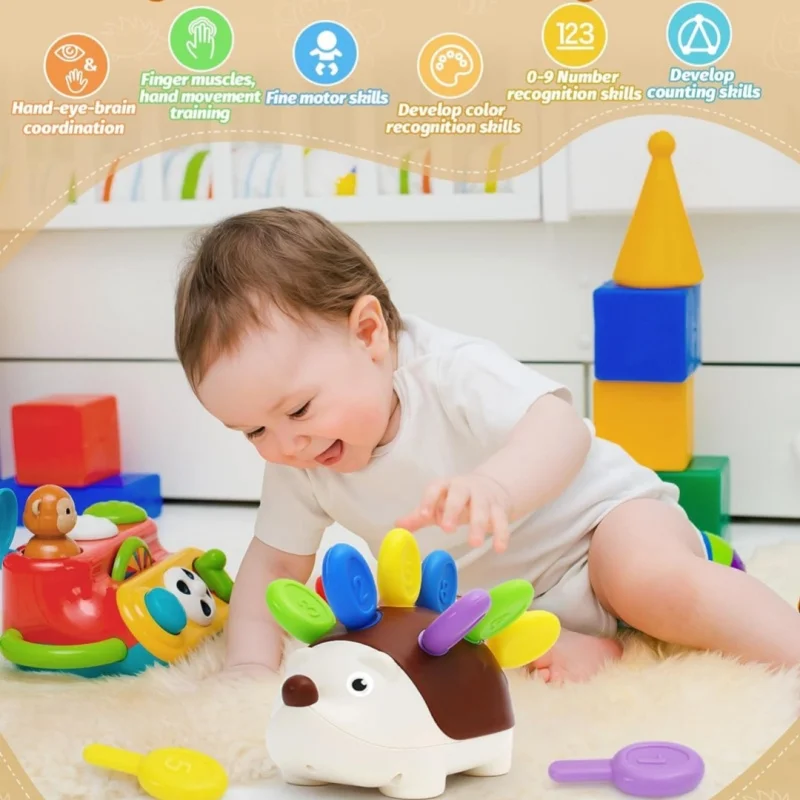 Brinquedo Educativo Montessori de Ouriço para Coordenação Motora - Imagem 2