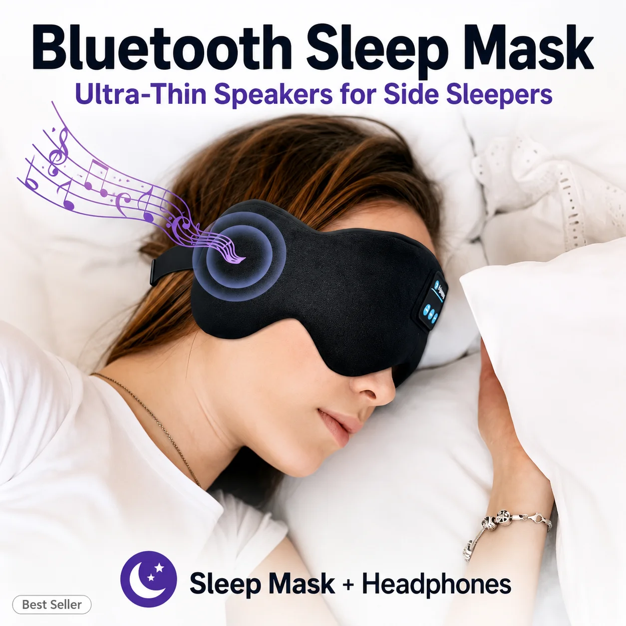 Máscara de Dormir com Fones Bluetooth para Descanso e Áudio - Imagem 2