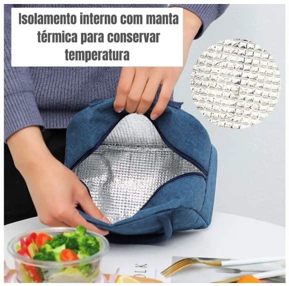 Bolsa Térmica Portátil para Marmita e Lanche com Isolamento - Imagem 5