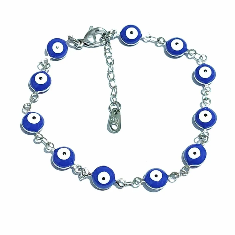 Tornozeleira em Aço Inox com Detalhe de Olho Grego Azul - Imagem 11