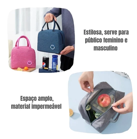 Bolsa Térmica Portátil para Marmita e Lanche com Isolamento - Imagem 6