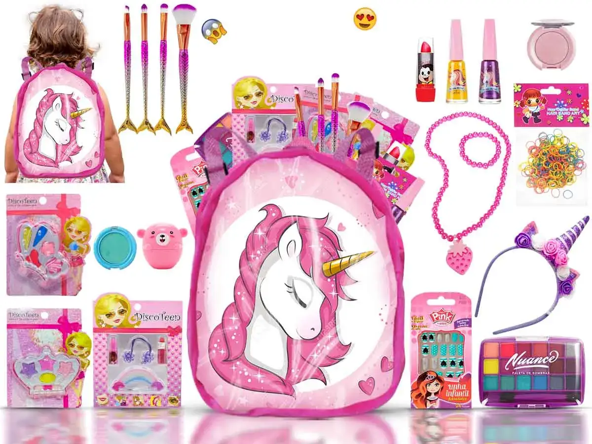 Kit de Maquiagem Infantil com Mochila e Acessórios para Brincar - Imagem 2
