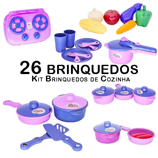 Cozinha Infantil de Brinquedo com Fogão, Panelinhas e Acessórios