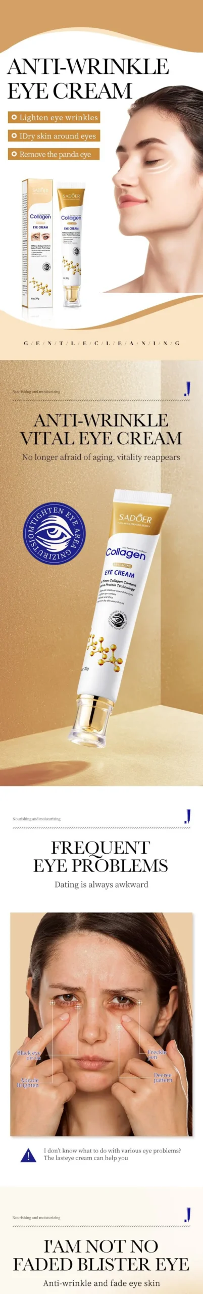 Creme para Olhos com Colágeno SADOER para Hidratação e Olheiras - Imagem 4